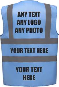 Gilet de sécurité haute visibilité bleu ciel, respirant, en maille, avec bande réfléchissante, pour travaux de construction, travaux routiers, personnel d'événements, logo personnalisé - Product Image 2