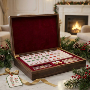 Ensembles de <span class=keywords><strong>Mahjong</strong></span> de Luxe Personnalisés sur le Thème de Noël, Rouge et Vert, 144, 160, 166 Tuiles de <span class=keywords><strong>Mahjong</strong></span> Américaines Classiques en Acrylique Gravées avec Boîte de Voyage - Product Image 1