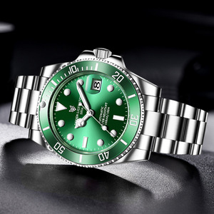 Reloj Mecánico para Hombre LIGE, Automático, Resistente al Agua 10 Bar, Esfera Verde, Correa de Acero Inoxidable, Función de Calendario - Product Image 6