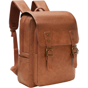 Sac à dos vintage en cuir véritable avec fermeture à loquet et bandoulière arquée, multifonctionnel, grande capacité 20-35L - Product Image 3
