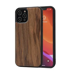 Casing Belakang Ponsel TPU Kayu Bambu Alami Kosong Penutup Belakang untuk iPhone 14 13 12 11 Pro Max Mini XS XR