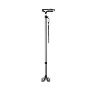 Aluminum Alloy Telescopic Cane Height Adjustable 43.3in With <b>Light</b> Elderly Walking <b>Stick</b> Black - Product Image 1