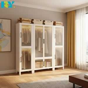 Armario de Acero Moderno Independiente al por Mayor, Almacenamiento DIY, Antipolvo de PP, Duradero, Gran Capacidad, Fácil Montaje, Muebles de Dormitorio - Product Image 1
