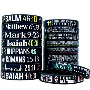Christian Elastische Siliconen Armband Geschikt Voor Zowel Mannen Als Vrouwen Bijbel Geschrift Siliconen Polsband Kan Worden Aangepast