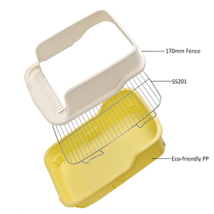 Toilette pour chien moderne à trois côtés avec protection anti-éclaboussures, bac à litière pour l'apprentissage de la propreté des chiots avec <span class=keywords><strong>grille</strong></span> en acier inoxydable, convient aux animaux de petite et moyenne taille - Product Image 2