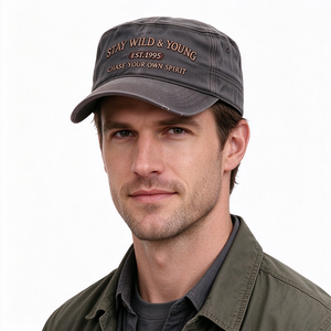 Casquette Cadet en Coton Lavé Style Tactique Vieilli Vintage, Chapeau Plat Brodé en Toile pour Activités de Plein Air et Quotidien - Product Image 1