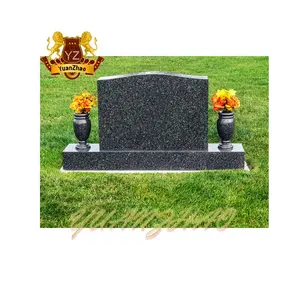 QUYANG Hand-carved Black Granite Monument Tombstone Cemetery Flowers Tombstone Tombstones Granite For Sale