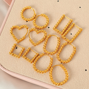 Geometric Gold Bead Stud <b>Earrings</b> Zinc Alloy Stainless Steel <b>Post</b> For Women Fashion Jewelry - Product Image 1