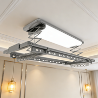 Şık Minimalist Akıllı Elektrikli Isıtmalı LED Tavan Tipi Katlanabilir Çamaşır Askılığı, Modern Ev Balkonları için Sesli Kontrol Özellikli