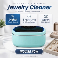 Pembersih Perhiasan Ultrasonik Mini Kontrol Sentuh Digital Listrik Getaran Frekuensi Tinggi Rumah Tangga