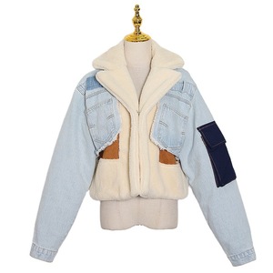 Veste en jean chaude pour femmes, en Denim, élégante, à la mode, manteau en Patchwork, pour l'hiver - Product Image 1