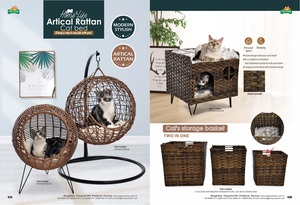 เตียงแมวทรงสูงดีไซน์ทันสมัยคุณภาพสูงจาก Petstar ทำจากหวายพร้อมเบาะรองนอน - Product Image 6