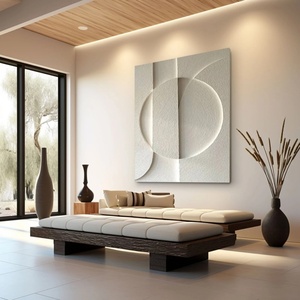 Cuadro Grande Hecho a Mano en 3D, Pintura de Yeso Texturizado Beige sobre Lienzo, Decoración de Pared Abstracta Moderna, Regalo Único para el Hogar - Product Image 6