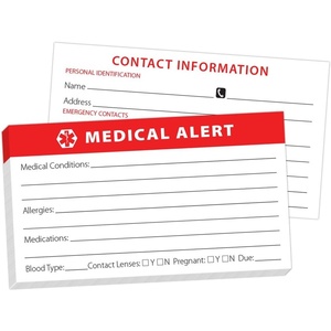 Tarjeta de Identificación Médica de Emergencia para Cartera, Papel Grueso, Color Rojo Brillante, Fácil de Leer, Puede Salvarle la <span class=keywords><strong>Vida</strong></span> - Product Image 1