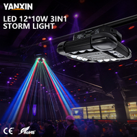 Projecteur de scène à tête mobile 12 yeux Storm, faisceau LED RGBW, laser double rotation, DMX512, activé par le son, pour KTV, bar, discothèque, fête