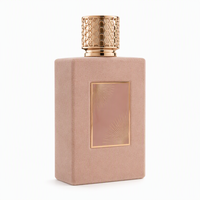 Flacon de parfum vide personnalisé 100 ml avec bouchon or rose, flacon carré en verre finition velours, vente en gros, flacon pulvérisateur rechargeable