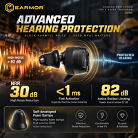 Écouteurs électroniques EARMOR M20T Pro, haut-parleur 10 mm, micro omnidirectionnel, sans fil 5.4, 10H d'autonomie, tactiques, noirs