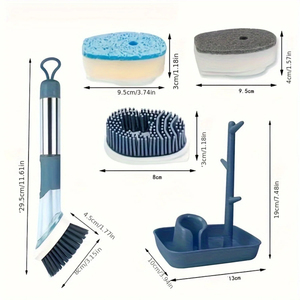 Juego de cepillos de plástico de mango largo al por mayor para limpieza del hogar y la cocina, diseño mejorado, fácil lavado y acceso. - Product Image 3