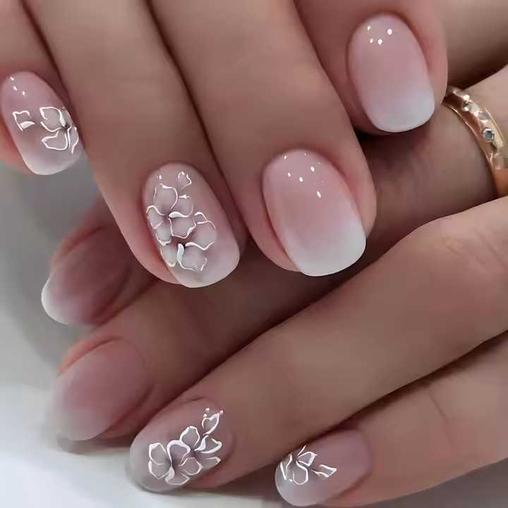 24Pcs Short Square Fake Nails Weie Blumen Neues Design Nagels pitzen  Fashion Gel Press on Nails Knstlich Falsch| Alibaba.com