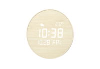 Horloge murale numérique LED avec cadran en tissu, lumière d'ambiance, fonction snooze, thermomètre, chargeur USB électronique, réveil intelligent