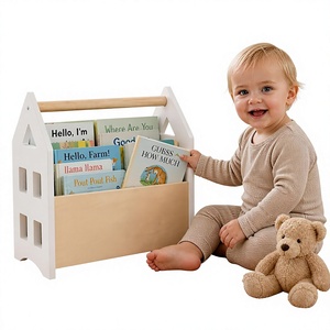 Estante de Libros Decorativo de Madera con Asas, Fácil de Instalar, para Habitaciones Infantiles, Salas de Juego, Diseño Montessori, Mantiene los Libros Organizados - Product Image 1
