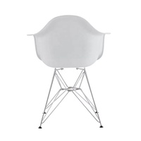 Fauteuils de salle à manger modernes en plastique avec base en fil chromé, vente chaude pour la salle à manger et l'usage commercial