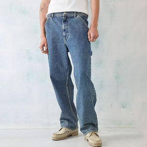 Spring Autumn Hot Sale Denim <b>Jeans</b> Men 100% Cotton Blue Straight Baggy Windproof Breathable Multi Pocket Vintage <b>Work</b> Carpenter - Product Image 2
