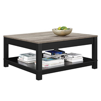 Table basse carrée contemporaine en bois noir à hauteur réglable