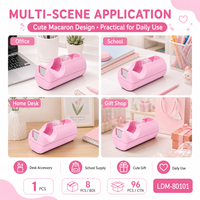 Distributeur de ruban adhésif couleur macaron IDM LDM-80101 avec coupe-précis et base stable pour bureau, école, maison, cadeau, vente en gros, OEM