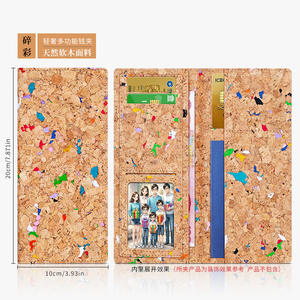 Funda para pasaporte de Cuero de corcho con diseño gráfico personalizado, tarjetero, Cartera de viaje con etiqueta - Product Image 6