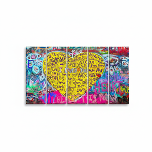 Arte en lienzo con grafitis: Impresión decorativa de pared estilo Banksy, estilo bohemio, JUEGO DE 5 LIEÑOS - Product Image 2