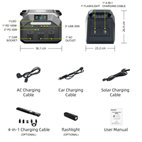 Station d'alimentation portable 1024Wh 1800W avec batterie LiFePO4 A, générateur solaire, 4000+ cycles de vie, 25dB pour le camping, les camping-cars, les Wohnmobil, OEM