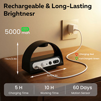 Lampe murale sans fil rechargeable à LED moderne avec télécommande, en aluminium, demi-lune, détecteur de mouvement, CRI 90 élevé, pour intérieur, escalier