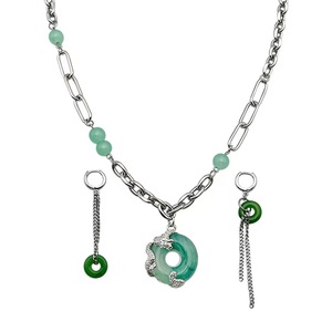 Nicho de diseño de gama alta para mujer, moda antigua, estilo clásico, colgante de dragón de Jade, pendientes, collar, cuentas verdes, accesorio Retro - Product Image 5