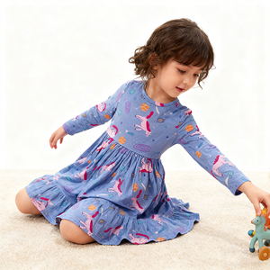 Vestidos de Bambú Orgánico para Niñas al por Mayor Vestido Giratorio para Niñas Ropa Infantil Ecológica Personalizada para Niños - Product Image 5