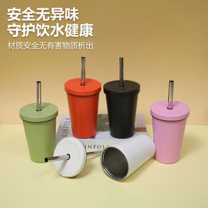 Stainless Steel Tumbler 480ml Insulated Travel Cup With Straw For Outdoor Use - Product Image 1