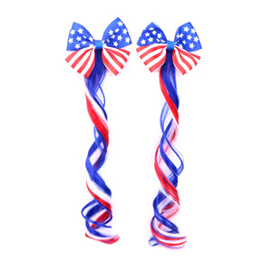 Vente en gros de pinces à cheveux avec nœuds décoratifs pour la fête de l'Indépendance, extensions de cheveux, accessoires pour cheveux du 4 juillet pour enfants et adultes - Product Image 4