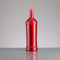 Logo en relief personnalisé 750ml galvanoplastie couleur rouge bouteille en verre de vin pour brandy rhum vodka champagne