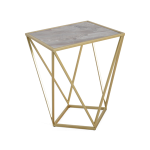 Glass Side <b>Table</b> Gold White Color Modern Geometric Design Living Room <b>Decor</b> - Product Image 4