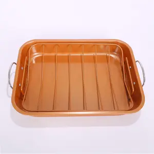 Sartén antiadherente rectangular con estante de malla, sartén para freír pollo asado, sartén para hornear, sartén de hierro fundido, novedad, Comercio Exterior