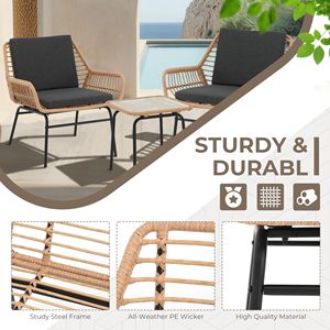 Trong Kho Sẵn Sàng Để Tàu 3 Miếng Wicker Tất Cả Các Thời Tiết Ngoài Trời <span class=keywords><strong>Bistro</strong></span> Đặt Không Thấm Nước Vườn Sofa Ghế Đặt Cho Ban Công - Product Image 5