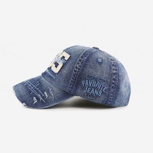 Gorras deportivas unisex de mezclilla vintage desgastada con bordado 3D de 6 paneles, diseños surtidos al por mayor, con hebilla metálica común - Product Image 5