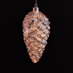 Personnalisé vintage led lumineux argent mercure en verre soufflé pendaison de noël pomme de pin en forme ornements produits pour <span class=keywords><strong>vente</strong></span> - Product Image 3