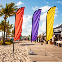 Drapeau de plage personnalisé imprimé, forme plume ou rectangle, 8 options de base, bannière publicitaire imperméable pour événements et salons professionnels