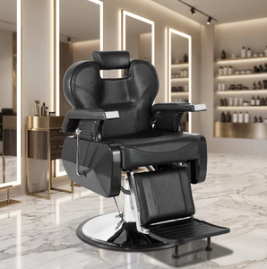 Sillón de Belleza para Peluquería, Sillón de Cuero Negro para Salón de Belleza - Product Image 1