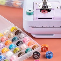 Ensemble de 25 accessoires de couture pour la maison, fil coloré et canette en plastique, kit de couture de style simple