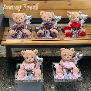 Coffret en acrylique miroir AM-PFHJ03 Ours en peluche de luxe 2025 – Roses éternelles préservées d'Ammy – Cadeaux de Noël pour la meilleure maman - Product Image 2