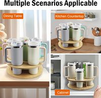 Gobelet Stanley en bambou à 2 niveaux organisateur de tasse rotatif support de stockage de bouteille d'eau avec armoires de cuisine cadeau