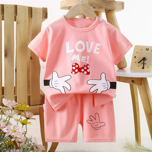 Ensemble deux pièces unisexe pour bébé, t-shirt à manches courtes et <span class=keywords><strong>short</strong></span> en coton pur, motif dessin animé, idéal pour l'été, vente en gros - Product Image 6