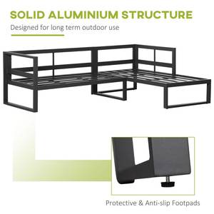 Canapé de patio en forme de <span class=keywords><strong>L</strong></span> avec pouf canapé sectionnel extérieur groupe de sièges d'hôtel dernier canapé d'angle de salon d'arrière-cour ensemble de jardin en métal - Product Image 3